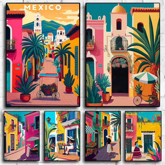 Vintage Colorful Travel Artwork